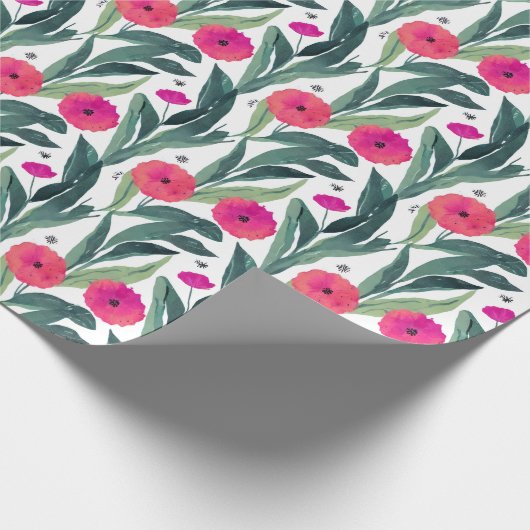 Waterverf Botanische papaver Cadeaupapier (Hoek)