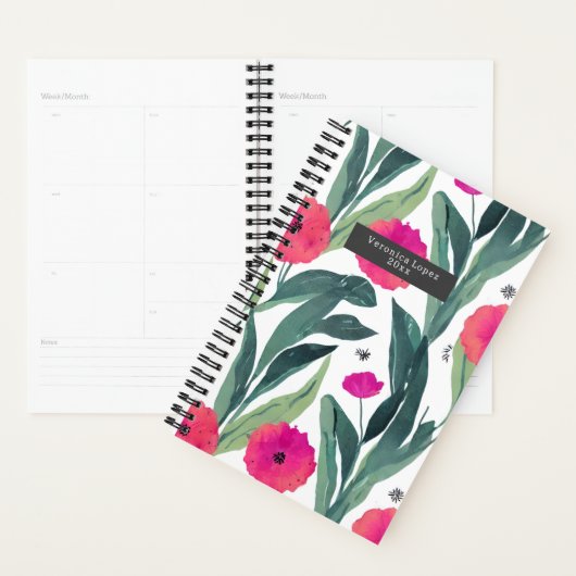 Waterverf Botanische papaver Planner (Display)