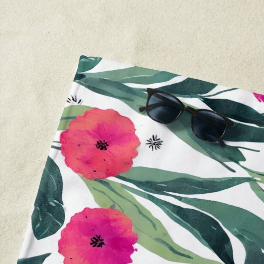 Waterverf Botanische papaver Strandlaken (In situ)