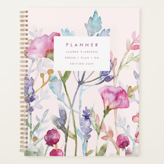 Waterverf Botanische Pastel Bloemendagplanner Planner (Voorkant)