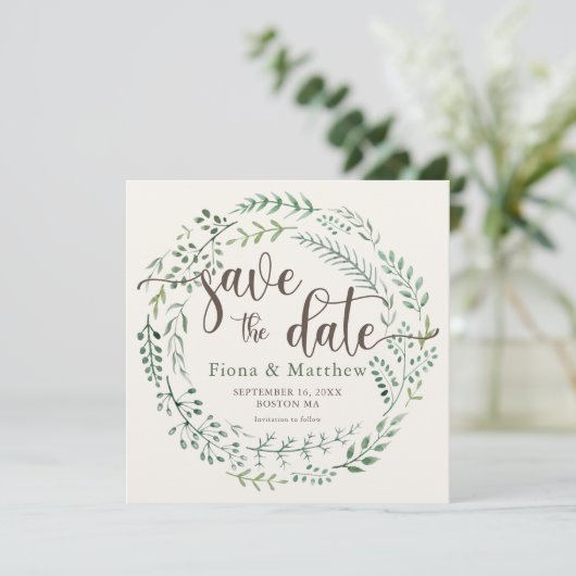 Waterverf Botanische poot sparen de datum (Staand voorkant)