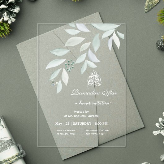 Waterverf Botanische Ramadan Iftar Acryl Uitnodigingen