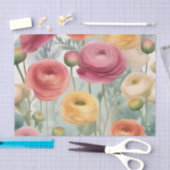 Waterverf Botanische Ranunculus Bloempatroon Tissuepapier (Craft)