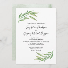 Waterverf Botanische rillingen bruiloft Kaart