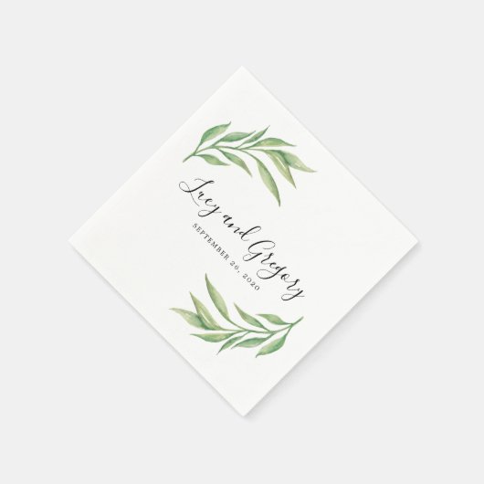 Waterverf Botanische rillingen bruiloft Servet (Hoek)