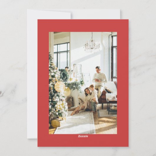 Waterverf Botanische Rode Bessen Foto Kerst Feestdagenkaart (Achterkant)