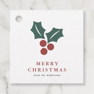 Waterverf Botanische rode bessen Kerstblad Bedankjes Labels