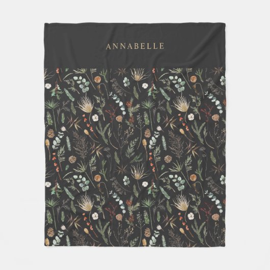 Waterverf botanische roodkleurige roodbruine moder fleece deken (Voorkant)