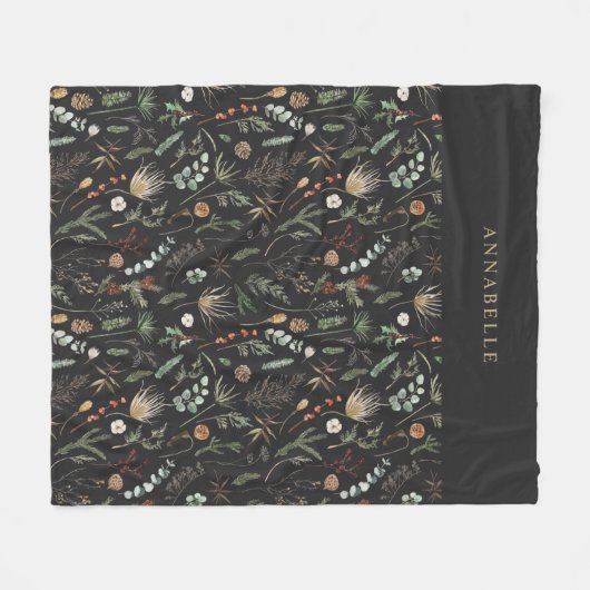 Waterverf botanische roodkleurige roodbruine moder fleece deken (Voorkant (Horizontaal))