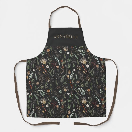 Waterverf botanische roodkleurige roodbruine moder schort (Voorkant)