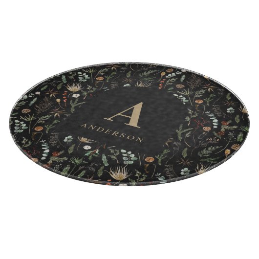 Waterverf botanische roodkleurige roodbruine moder snijplank (Hoek)