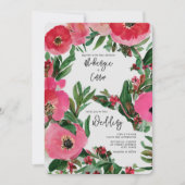 Waterverf Botanische roze Anemone Floral Wedding Kaart (Voorkant)