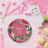 Waterverf Botanische roze Anemone Floral Wedding Papieren Bordje (Feest)