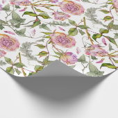 Waterverf Botanische Roze Boho Roos Cadeaupapier (Hoek)