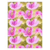 Waterverf Botanische Roze en Gouden Bloem Tafelkleed (Voorkant)