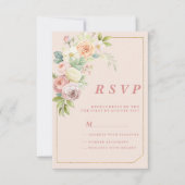 Waterverf botanische roze lente bloemen RSVP Kaart (Voorkant)