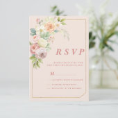 Waterverf botanische roze lente bloemen RSVP Kaart (Staand voorkant)