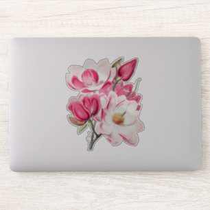 Waterverf Botanische Roze Magnolia Flowers Sticker
