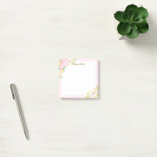 Waterverf botanische roze post-it® notes (Kantoor)