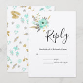 Waterverf Botanische RSVP Wedding Enclosure Kaart (Voorkant / Achterkant)