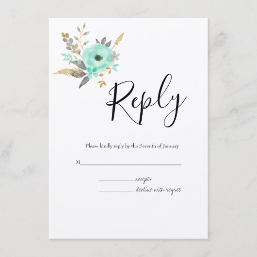 Waterverf Botanische RSVP Wedding Enclosure Kaart (Voorkant)