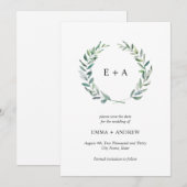 Waterverf Botanische Rustiek Save the Date Kaart (Voorkant / Achterkant)