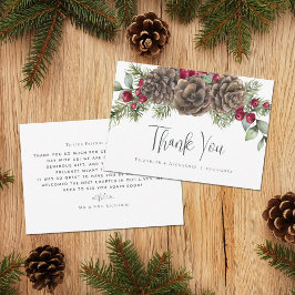 Waterverf Botanische Rustieke Kerstbruiloft Bedankkaart