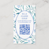 Waterverf Botanische Star David Bar Bat Mitzvah QR Informatiekaartje (Voorkant)