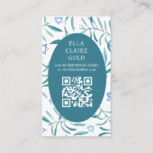 Waterverf Botanische Star David Bar Bat Mitzvah QR Informatiekaartje (Voorkant)