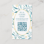 Waterverf Botanische Star David Bar Bat Mitzvah QR Informatiekaartje (Voorkant)