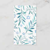 Waterverf Botanische Star David Bar Bat Mitzvah QR Informatiekaartje (Achterkant)