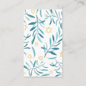 Waterverf Botanische Star David Bar Bat Mitzvah QR Informatiekaartje (Achterkant)