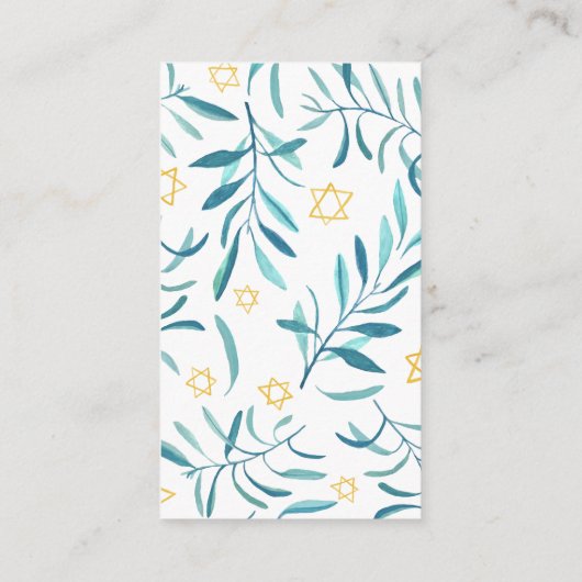Waterverf Botanische Star David Bar Bat Mitzvah QR Informatiekaartje (Achterkant)