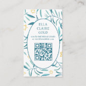 Waterverf Botanische Star David Bar Bat Mitzvah QR Informatiekaartje (Voorkant)
