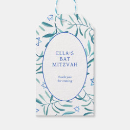 Waterverf Botanische Star van David Bar Bat Mitzva Cadeaulabel