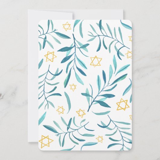 Waterverf Botanische Star van David Bar Bat Mitzva Kaart (Achterkant)