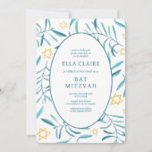 Waterverf Botanische Star van David Bar Bat Mitzva Kaart (Voorkant)