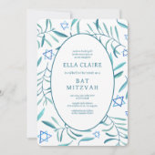 Waterverf Botanische Star van David Bar Bat Mitzva Kaart (Voorkant)