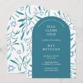 Waterverf Botanische Star van David Bar Bat Mitzva Kaart (Voorkant / Achterkant)