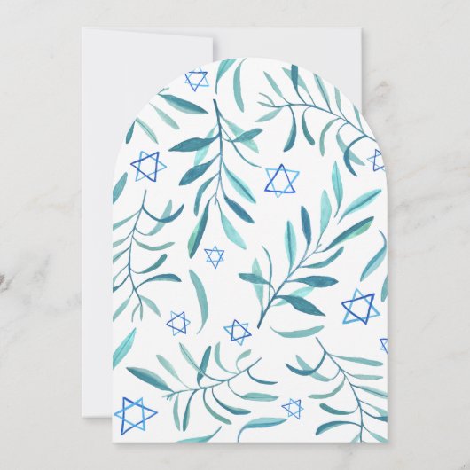Waterverf Botanische Star van David Bar Bat Mitzva Kaart (Achterkant)