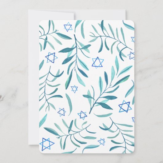 Waterverf Botanische Star van David Bar Bat Mitzva Kaart (Achterkant)