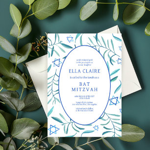 Waterverf Botanische Star van David Bar Bat Mitzva Kaart