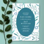 Waterverf Botanische Star van David Bar Bat Mitzva Kaart<br><div class="desc">Perfecte kaart om een vleermuis mitswa, bar mitswa of andere joodse viering aan te kondigen! Hand gemaakte waterverf kunst voor u aan de voor- en achterkant! VOLLEDIG ! Klik op "Personaliseren" hierboven om de tekst te bewerken. Klik op "bewerken met behulp van design tool" om de lettertypen, kleuren en plaatsingen...</div>