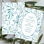 Waterverf Botanische Star van David Bar Bat Mitzva Kaart<br><div class="desc">Perfecte kaart om een vleermuis mitswa, bar mitswa of andere joodse viering aan te kondigen! Hand gemaakte waterverf kunst voor u aan de voor- en achterkant! VOLLEDIG ! Klik op "Personaliseren" hierboven om de tekst te bewerken. Klik op "bewerken met behulp van design tool" om de lettertypen, kleuren en plaatsingen...</div>