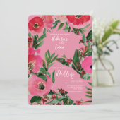 Waterverf Botanische stoffen Anemone Pink Weddensc Kaart (Staand voorkant)