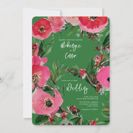 Waterverf Botanische stoffen Anemone Yellow Wedden Kaart (Voorkant)