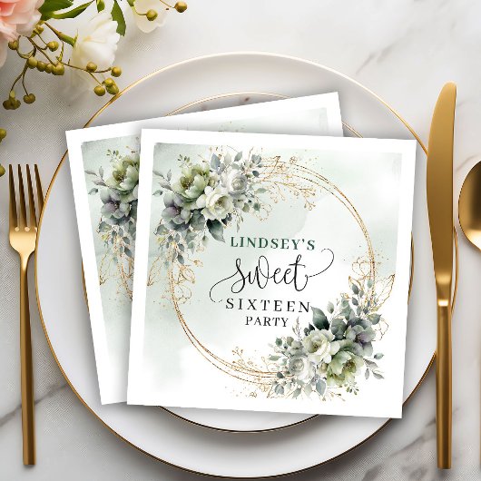 Waterverf Botanische Sweet 16 Eucalyptus Servetten