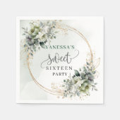 Waterverf Botanische Sweet 16 Eucalyptus Servetten (Voorkant)