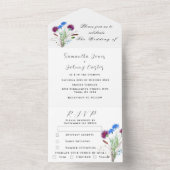 Waterverf Botanische Thistle Simple Floral Wedding All In One Uitnodiging (Binnen)