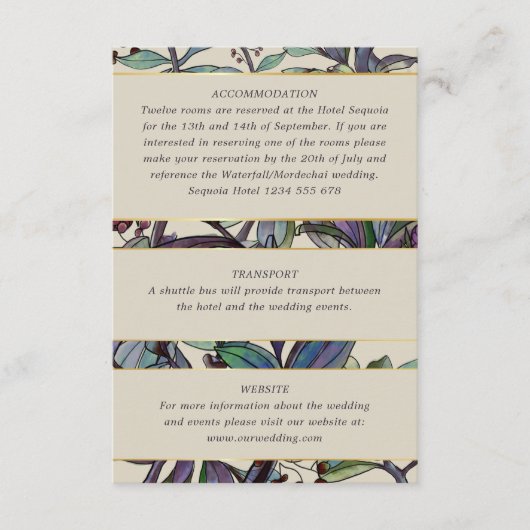 Waterverf botanische trouwgastinformatie informatiekaartje (Voorkant)
